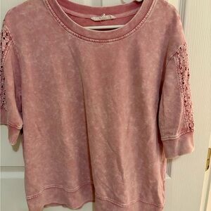 Jane and Delancey Pink Short Sleeve Top with Lace Detail
